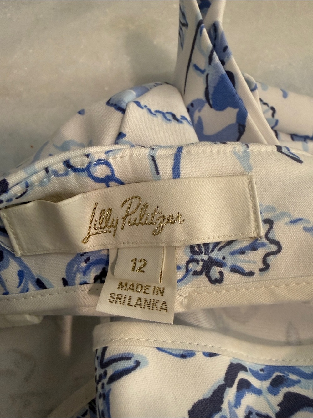 Lilly Pulitzer Blue and White Floral-Scroll pants - Picture 2 of 3